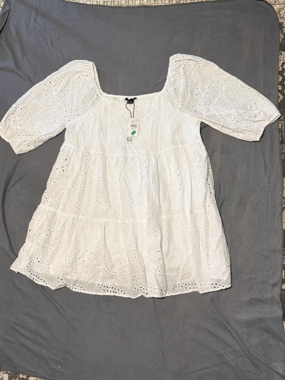 Sanctuary Weekend Eyelet Babydoll Style White Dress Size 1X NWT